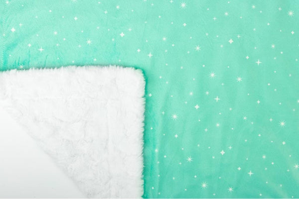 Twinkling Stars Mint Baby Minky Blanket - MB6005 - Riley Blake Designs - Celestial Starry Sparkle - Prepackaged Dreamy Baby Minky Blanket