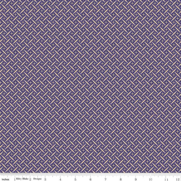Image of Vera's Garden Basket Weave Purple quilting cotton fabric by Vicki McCarty for Riley Blake Designs. Features weave on a purple background. Cute Little Fabric Shop