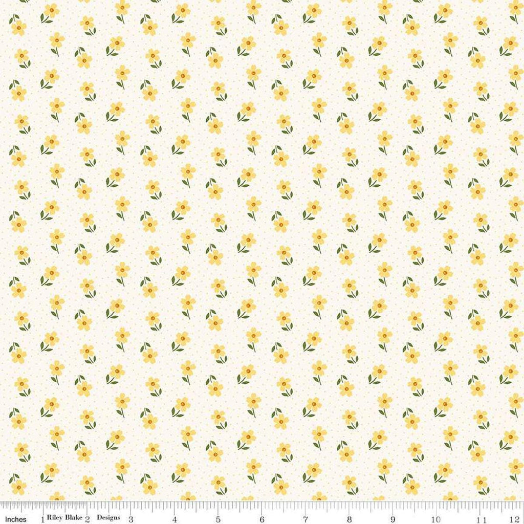 Image of Little Darlin' Ditsy Cream quilting cotton fabric by the RBD Designers for Riley Blake Designs. Features flowers on a cream background. Cute Little Fabric Shop