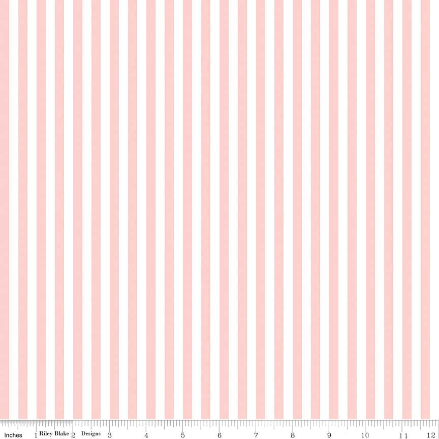 SALE Baby Pink and White 1/4 Quarter Inch Stripe - Riley Blake Designs - Quilting Cotton Fabric