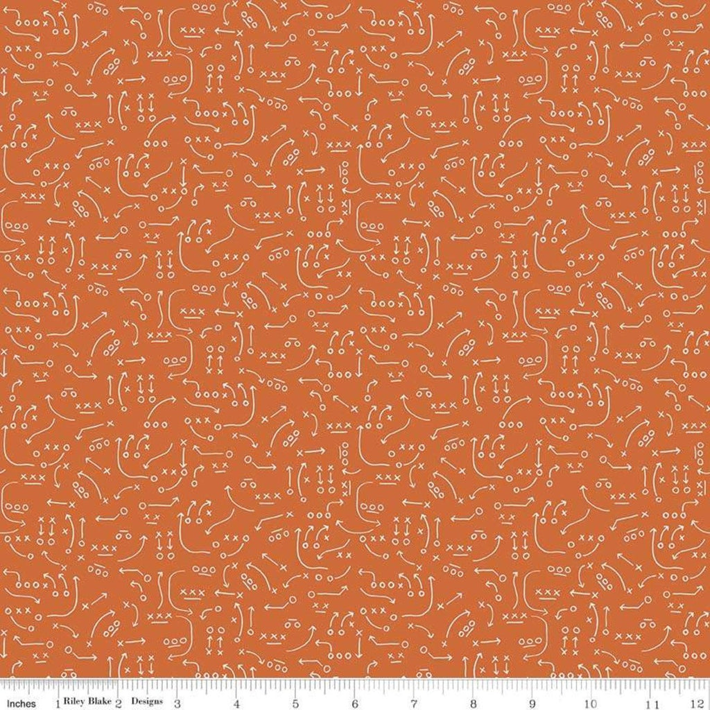 SALE Varsity Playbook Orange - Riley Blake Designs - Sports Basketball - Quilting Cotton Fabric