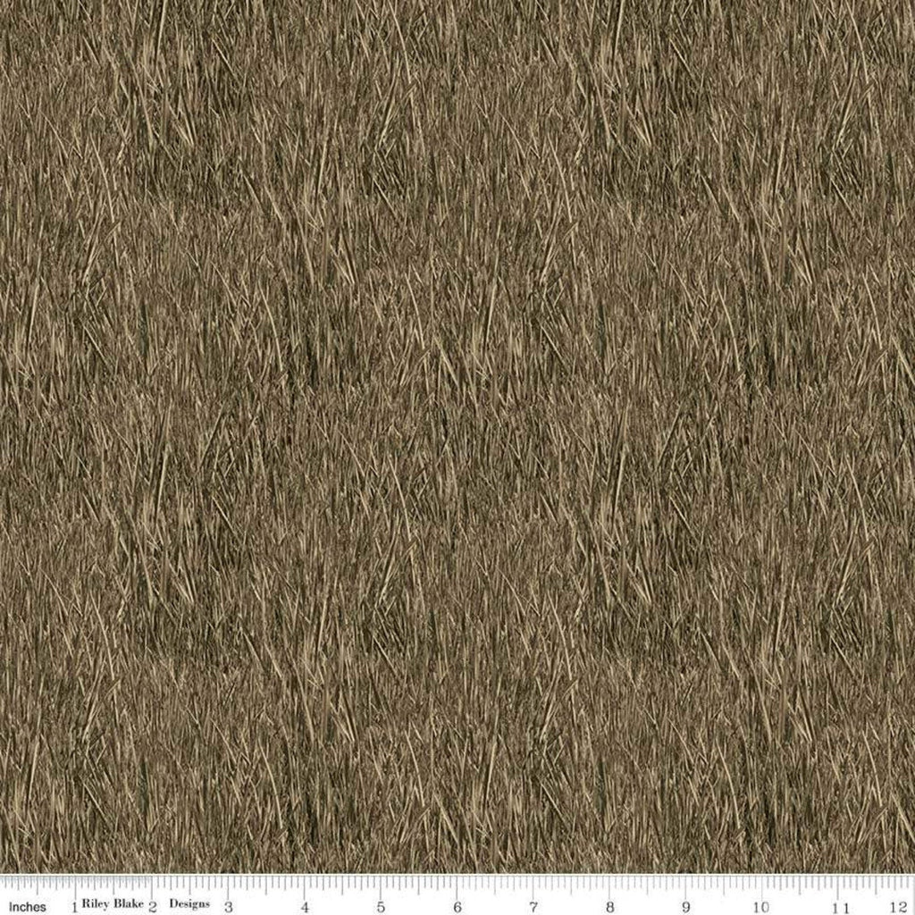 CLEARANCE Fish and Fowl Reeds Brown - Riley Blake  - Outdoors Fishing Birds Plants  - Quilting Cotton