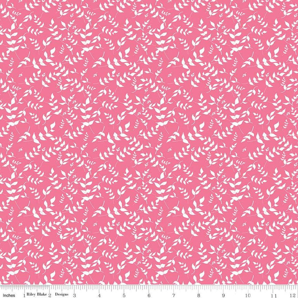 SALE Play Outside Branches Pink - Riley Blake Designs - White Leaves - Quilting Cotton Fabric