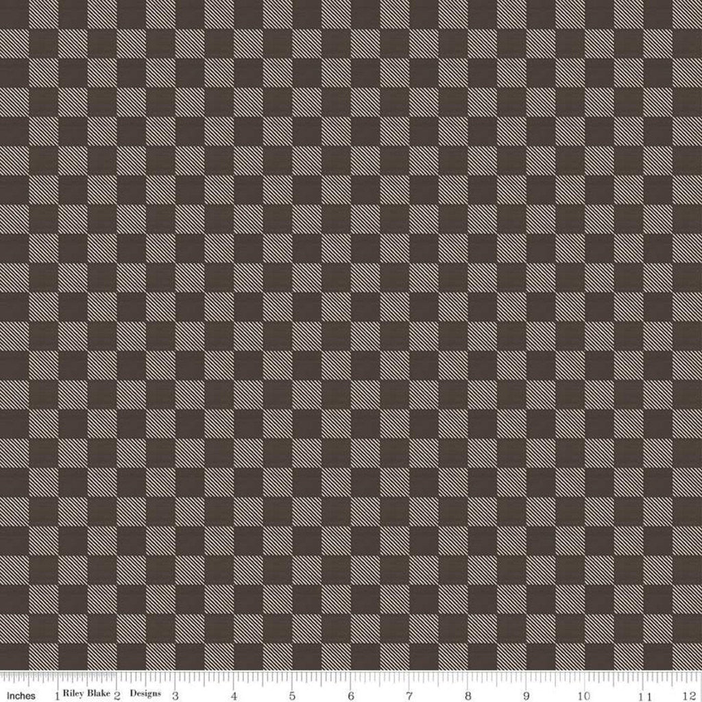 SALE Send Me to the Woods Buffalo Plaid Brown - Riley Blake Designs - Outdoors Check Checkered Checks   - Quilting Cotton Fabric