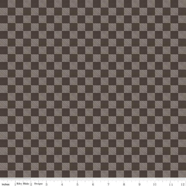 SALE Send Me to the Woods Buffalo Plaid Brown - Riley Blake Designs - Outdoors Check Checkered Checks   - Quilting Cotton Fabric