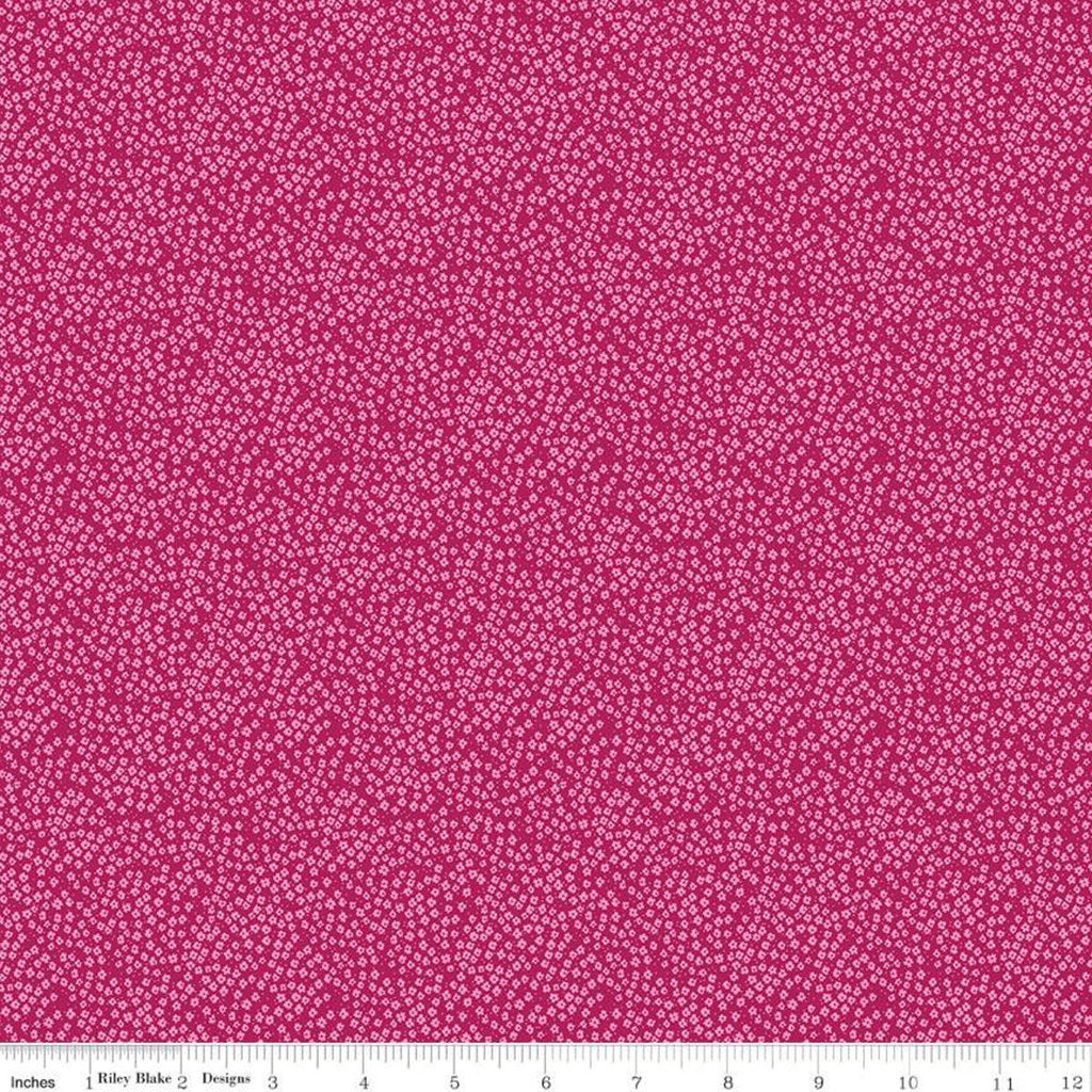 SALE New Dawn Blossoms C9855 Fuchsia - Riley Blake Designs - Pink Floral Flowers Pin Dots - Quilting Cotton Fabric