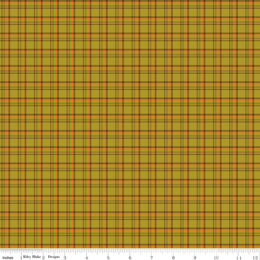 CLEARANCE Give Thanks Plaid C9525 Olive - Riley Blake Designs - Thanksgiving Autumn Fall Green Brown Orange -  Quilting Cotton Fabric