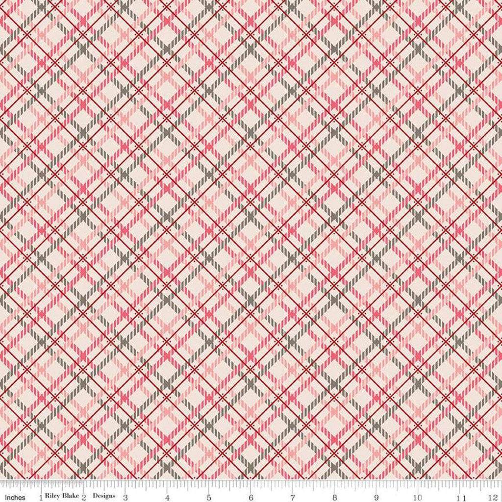 3 Yard Cut - Prim WIDE BACK WB9709 Pink - Riley Blake Designs - 107/108" Wide Diagonal Plaid Cream Pink  - Quilting Cotton Fabric