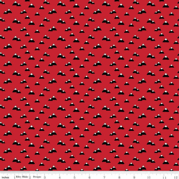 SALE Wild at Heart Mountains C9823 Red - Riley Blake Designs - Outdoors Mountain Peaks Black Red Cream - Quilting Cotton Fabric