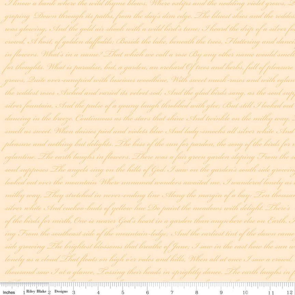 SALE Rose and Violet's Garden Text C10416 Beehive - Riley Blake Designs - Script Words Phrases  - Quilting Cotton Fabric