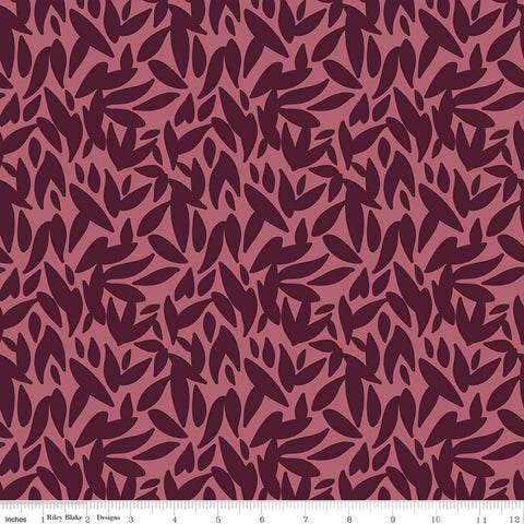 SALE Leaves K10434 Mulberry KNIT - Riley Blake Designs - Tone-on-Tone Pink Burgundy - Jersey KNIT cotton  stretch fabric