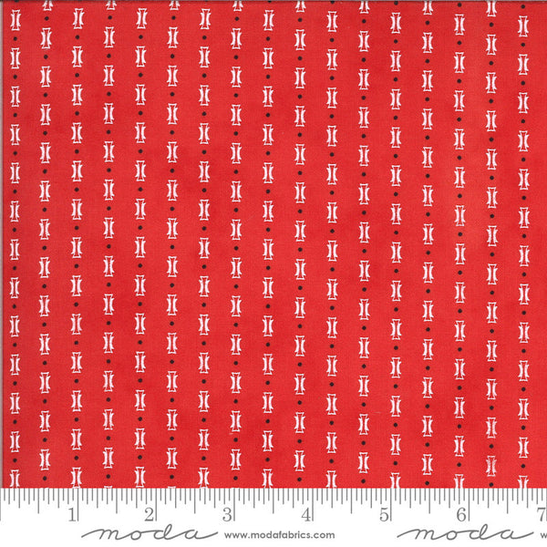 17" End of Bolt - SALE Figs and Shirtings Papas Pajamas 20396 Barn Red - Moda Fabrics - Stripes Striped Off-White - Quilting Cotton Fabric