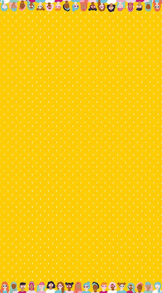 CLEARANCE Grl Pwr Lightning C10652 Yellow - Riley Blake Designs - Girl Power Edge Borders of Girls Figures - Quilting Cotton Fabric