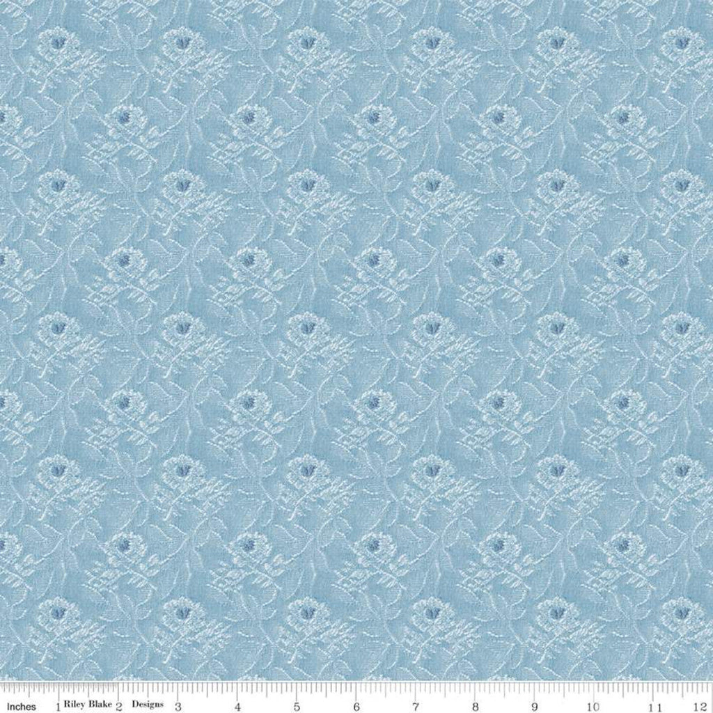 SALE Delightful Tapestry C10253 Blue - Riley Blake Designs - Floral Flowers Tone-on-tone Roses - Quilting Cotton Fabric