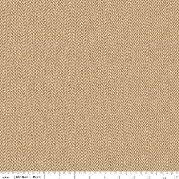 SALE All About Plaids Herringbone C636 Tan by Riley Blake Designs - Broken Staggered Zig Zag - Quilting Cotton Fabric