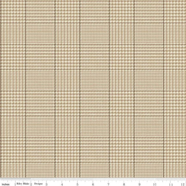 CLEARANCE All About Plaids Tweed C639 Tan - Riley Blake Designs - Plaid - Quilting Cotton Fabric
