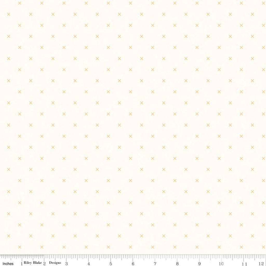 SALE Bee Cross Stitch on Cloud C747 Daisy by Riley Blake Designs -  Yellow Xs on Off-White Geometric - Lori Holt - Quilting Cotton Fabric