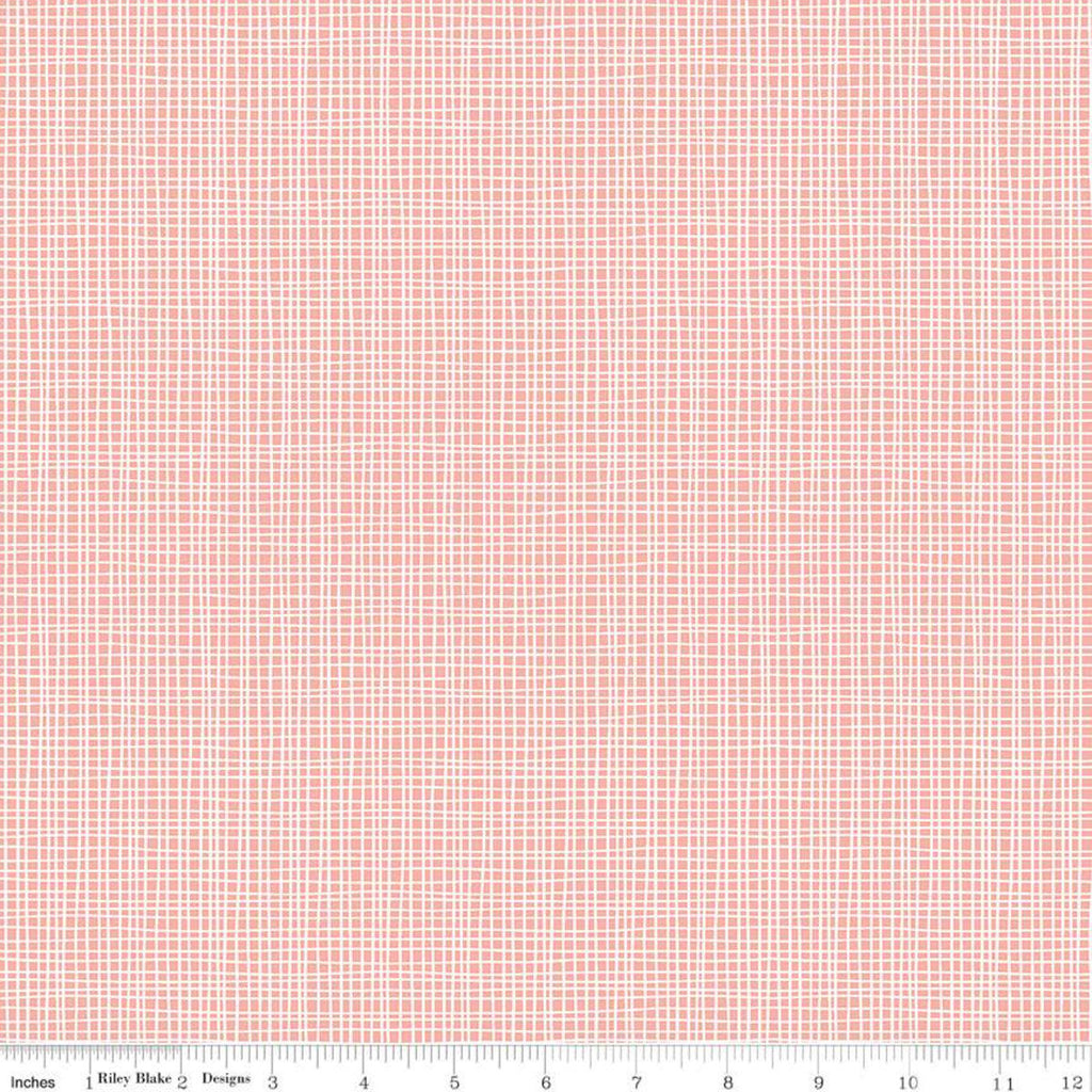 SALE Sleep Tight Weave C10265 Coral - Riley Blake Designs - Irregular Plaid Grid White on Pink Orange -  Quilting Cotton Fabric