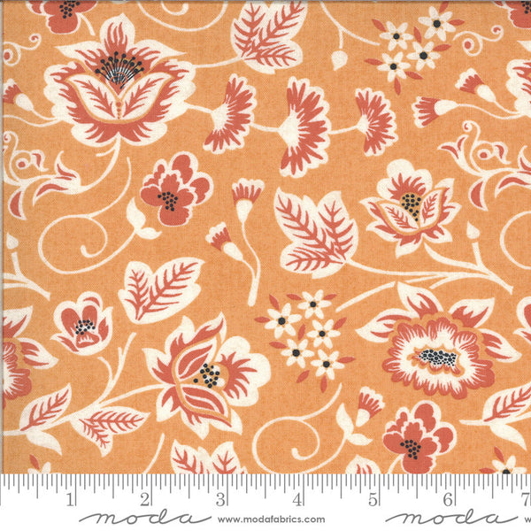 CLEARANCE Fat Quarter End of Bolt - Cider Ingrid Marie 30641 Cobbler - Moda Fabrics - Floral Peach Orange- Quilting Cotton Fabric