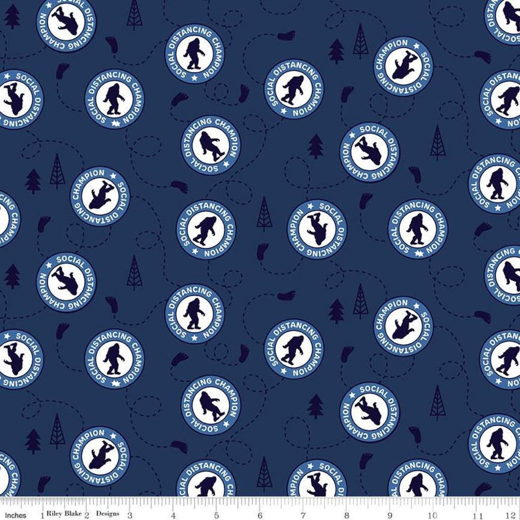 CLEARANCE Face Mask Sasquatch CP10980 Navy - Riley Blake Designs - 205 Thread Count Social Distancing Blue -  Quilting Cotton Poplin Fabric