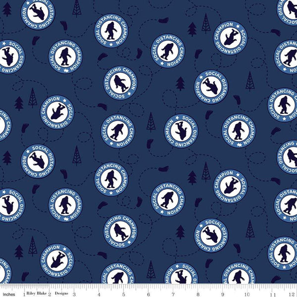 CLEARANCE Face Mask Sasquatch CP10980 Navy - Riley Blake Designs - 205 Thread Count Social Distancing Blue -  Quilting Cotton Poplin Fabric