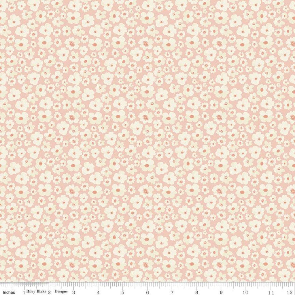SALE Ava Kate Flowers C10534 Blush - Riley Blake Designs - Floral Flowers Cream Orange Peach -  Quilting Cotton Fabric