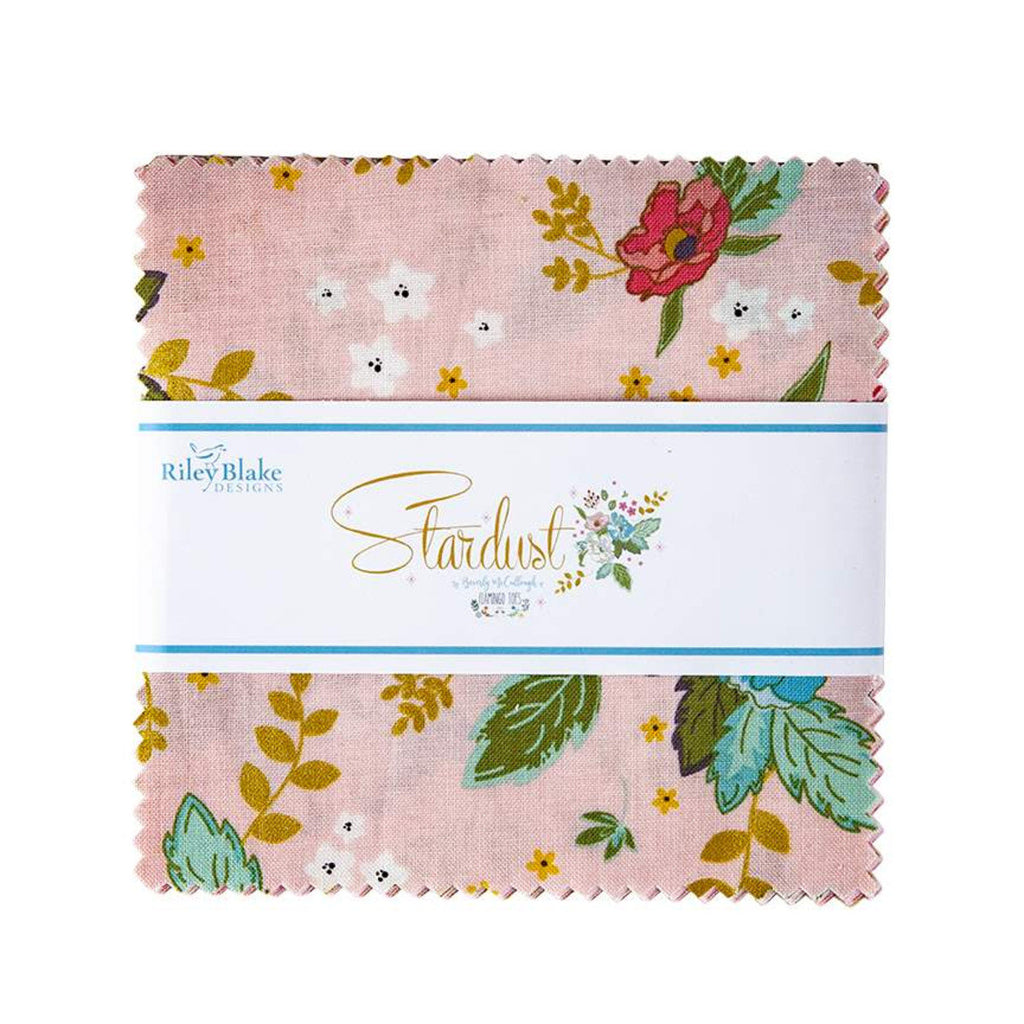 SALE Stardust Charm Pack 5" Stacker Bundle - Riley Blake Designs - 42 piece Precut Pre cut - Antique Gold SPARKLE - Quilting Cotton Fabric