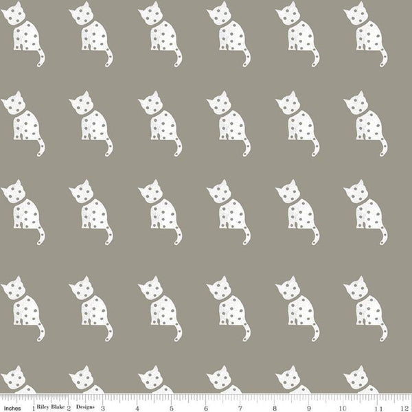 CLEARANCE Old Made Cat Stamp C10599 Gray - Riley Blake Designs