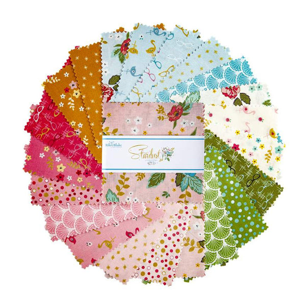 SALE Stardust Charm Pack 5" Stacker Bundle - Riley Blake Designs - 42 piece Precut Pre cut - Antique Gold SPARKLE - Quilting Cotton Fabric