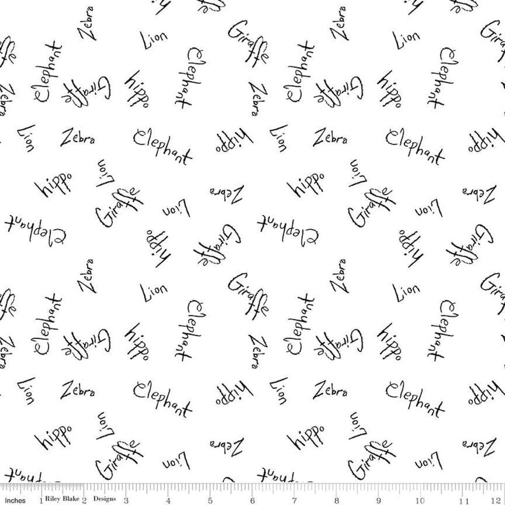 SALE Colorful Friends Words C11012 White - Riley Blake Designs - Crayola Crayons Elephant Lion - Quilting Cotton Fabric - Licensed Product