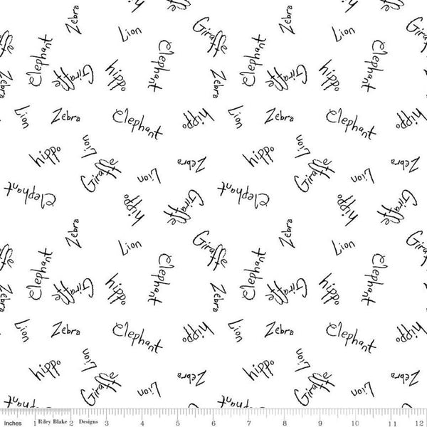 SALE Colorful Friends Words C11012 White - Riley Blake Designs - Crayola Crayons Elephant Lion - Quilting Cotton Fabric - Licensed Product