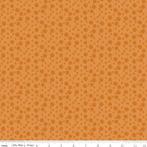 SALE Colorful Friends Footprints C11013 Outrageous Orange - Riley Blake - Crayola Crayons Paw Prints Tone-on-Tone - Quilting Cotton Fabric