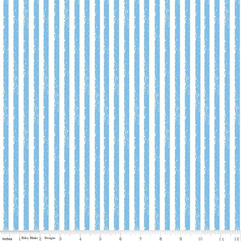 SALE Crayola Stripe C685 Raindrop - Riley Blake Designs - Crayon-Drawn Stripes Striped Blue - Quilting Cotton Fabric - Licensed Product
