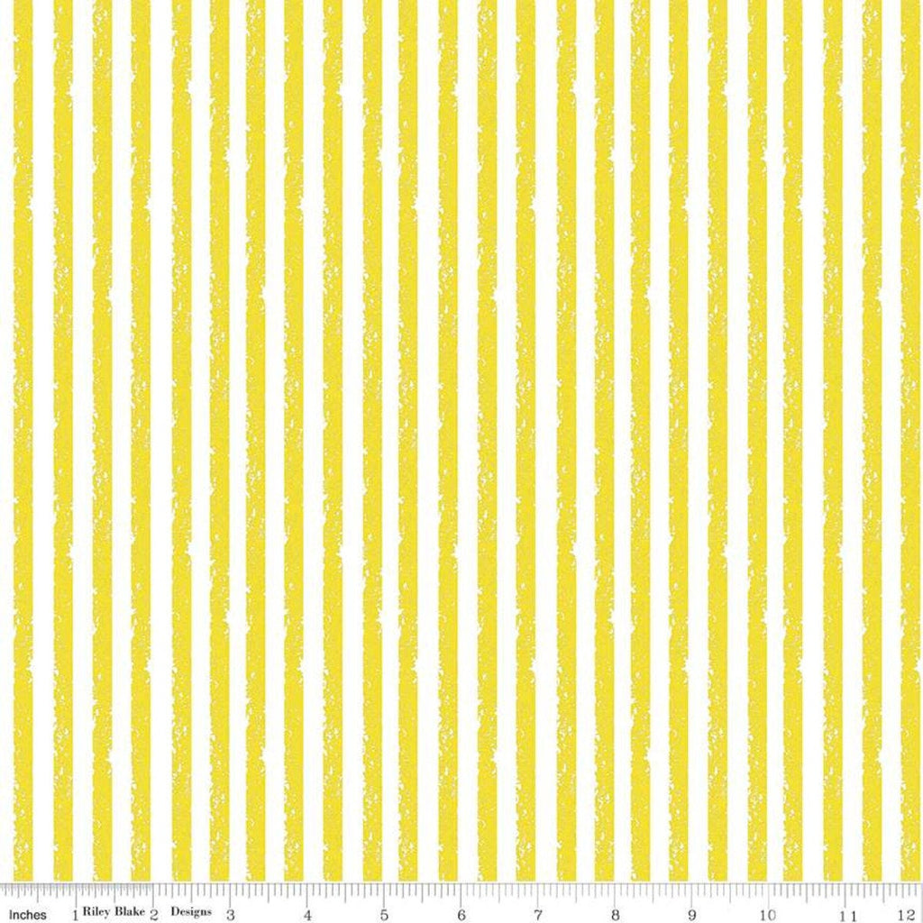 SALE Crayola Stripe C685 Little Lemon - Riley Blake Designs - Crayon-Drawn Stripes Striped - Quilting Cotton Fabric - Licensed Product