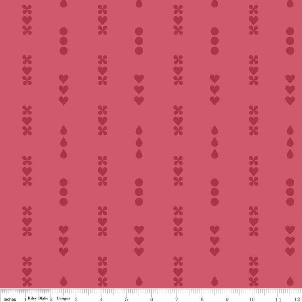 CLEARANCE Dream Lullaby C10773 Fuchsia - Riley Blake Designs - Pink Tone-on-Tone Flowers Hearts Circles - Quilting Cotton