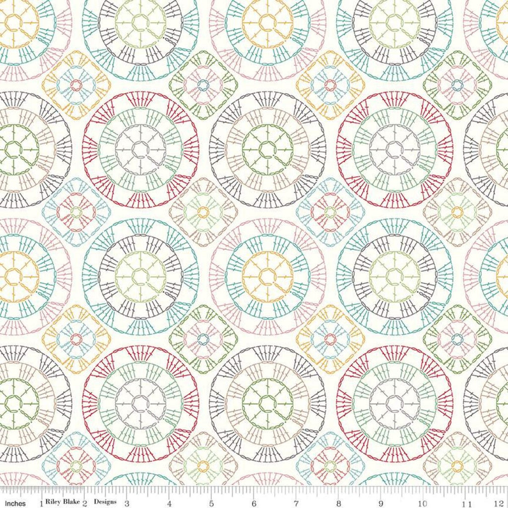 SALE Stitch Crochet C10937 Cloud - Riley Blake Designs - Geometric Off White - Lori Holt - Quilting Cotton Fabric