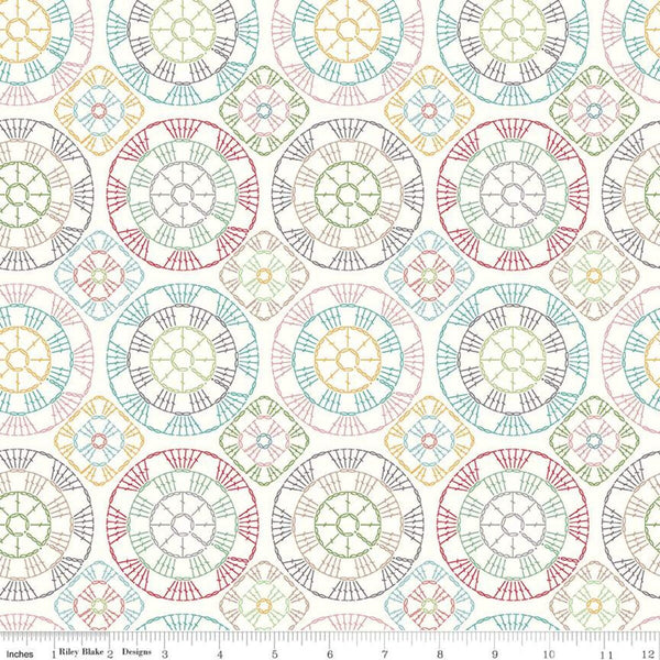 SALE Stitch Crochet C10937 Cloud - Riley Blake Designs - Geometric Off White - Lori Holt - Quilting Cotton Fabric