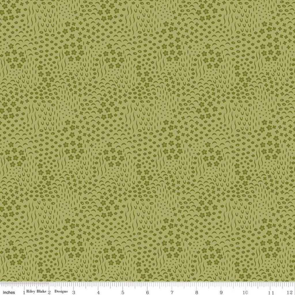 SALE Primrose Hill Meadow C11064 Olive - Riley Blake Designs - Floral Flowers Tone-on-Tone - Quilting Cotton Fabric