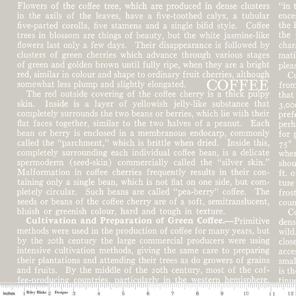 SALE Coffee Chalk Text C11039 Taupe - Riley Blake Designs - Words Gray Beige - Quilting Cotton Fabric