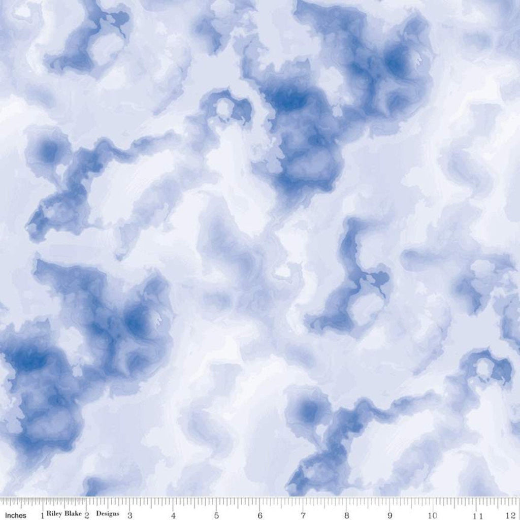 19" End of Bolt - CLEARANCE Tie Dye Tonal CD11231 Indigo - Riley Blake - Tone-on-Tone Blue DIGITALLY PRINTED - Quilting Cotton Fabric