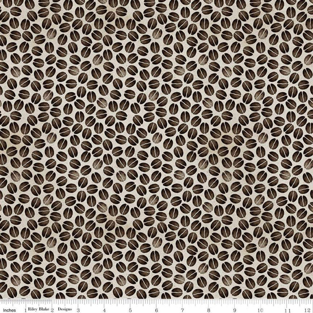 24" End of Bolt - SALE Coffee Chalk Bean Toss C11037 Taupe - Riley Blake Designs - Coffee Beans - Quilting Cotton Fabric