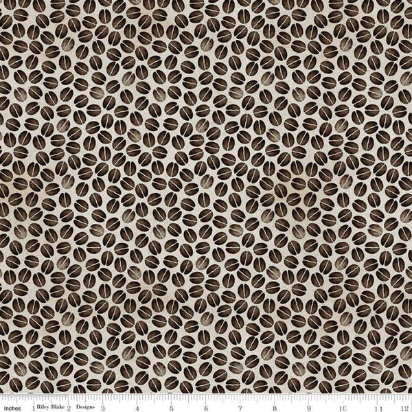 24" End of Bolt - SALE Coffee Chalk Bean Toss C11037 Taupe - Riley Blake Designs - Coffee Beans - Quilting Cotton Fabric