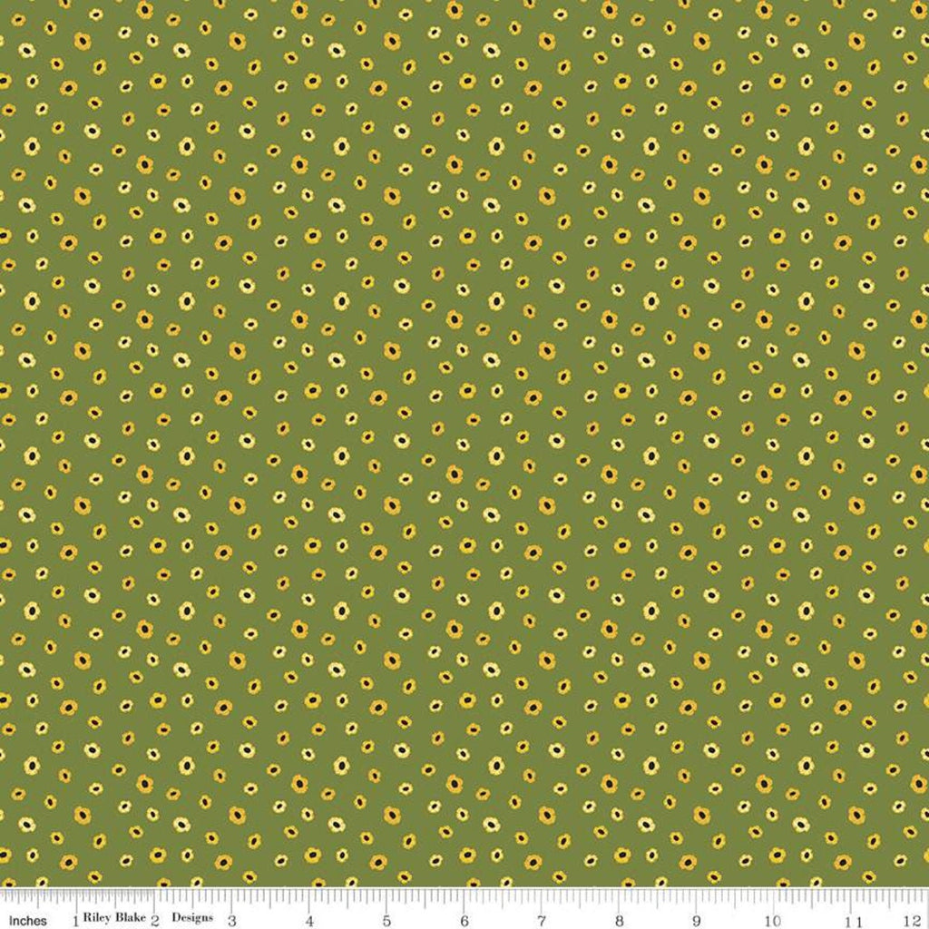 SALE Petals and Pedals Mini C11146 Green - Riley Blake Designs - Floral Flowers - Quilting Cotton Fabric