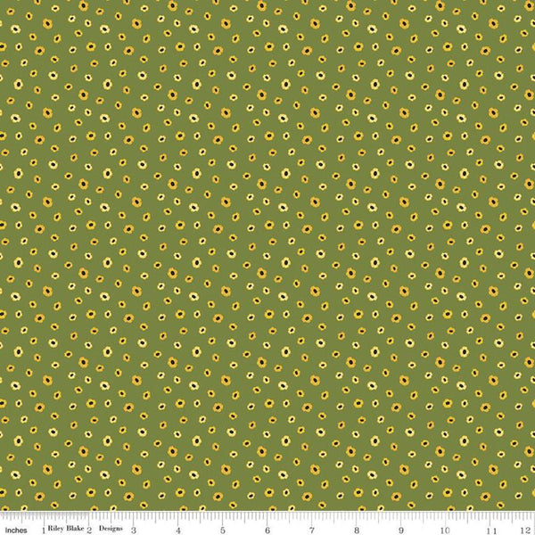 SALE Petals and Pedals Mini C11146 Green - Riley Blake Designs - Floral Flowers - Quilting Cotton Fabric