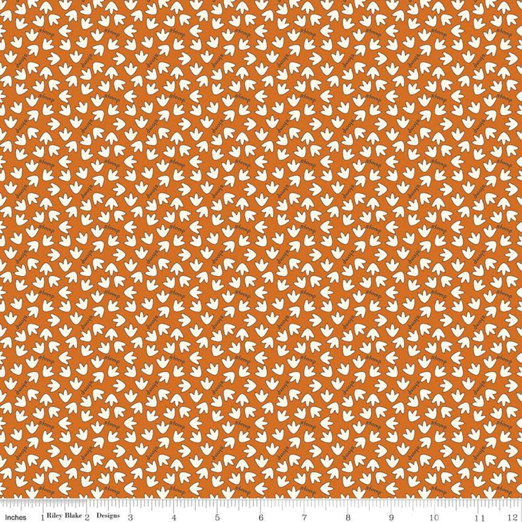 SALE Eat Your Veggies! Tracks C11116 Orange - Riley Blake Designs - Dinosaur Tracks Stomp Children's - Quilting Cotton Fabric