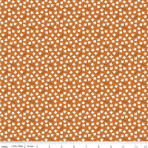 SALE Eat Your Veggies! Tracks C11116 Orange - Riley Blake Designs - Dinosaur Tracks Stomp Children's - Quilting Cotton Fabric