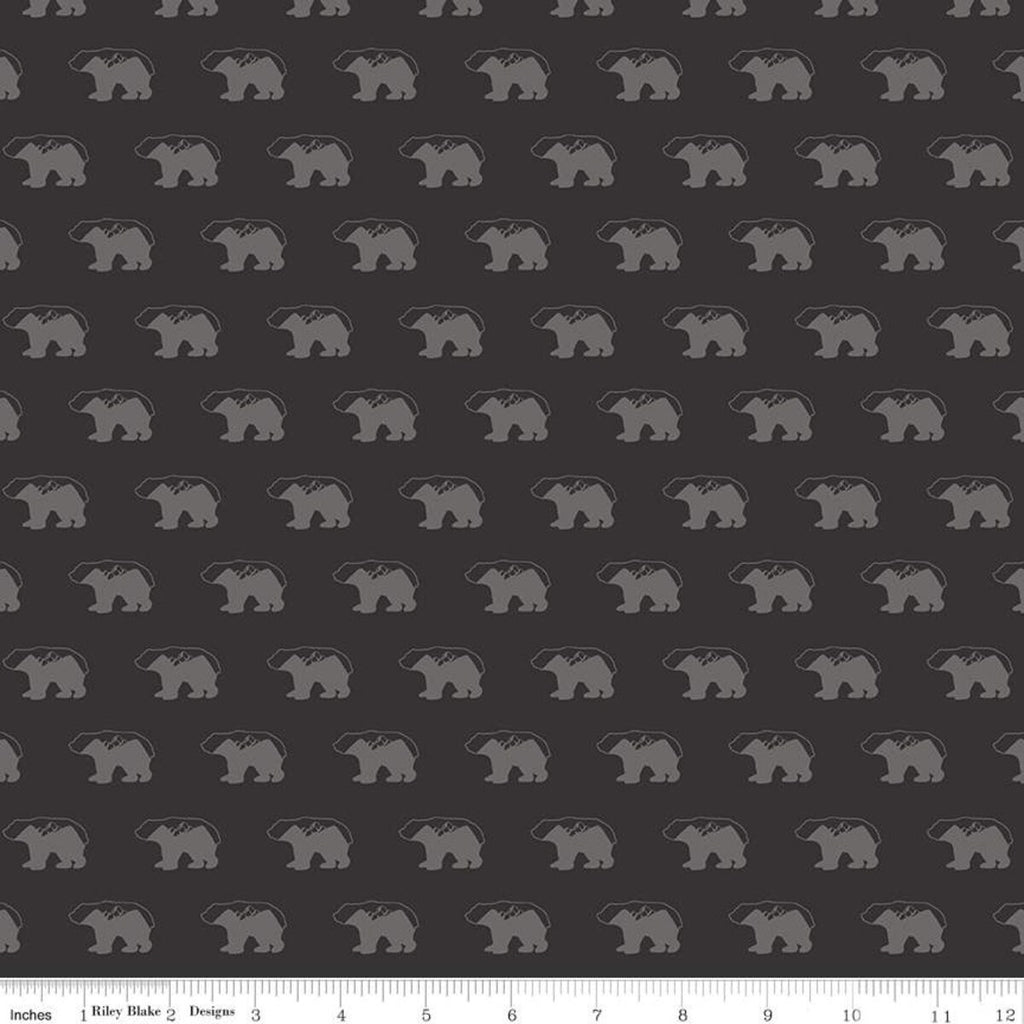16" End of Bolt - SALE Into the Woods Bears C11391 Black - Riley Blake Designs - Outdoors Bear - Quilting Cotton Fabric