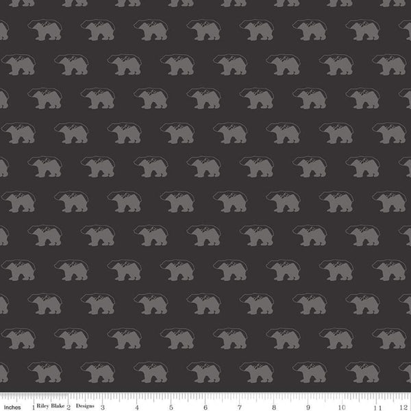 16" End of Bolt - SALE Into the Woods Bears C11391 Black - Riley Blake Designs - Outdoors Bear - Quilting Cotton Fabric