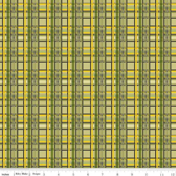 33" End of Bolt - CLEARANCE Petals and Pedals Plaid C11144 Green - Riley Blake Designs - Multicolored  - Quilting Cotton Fabric