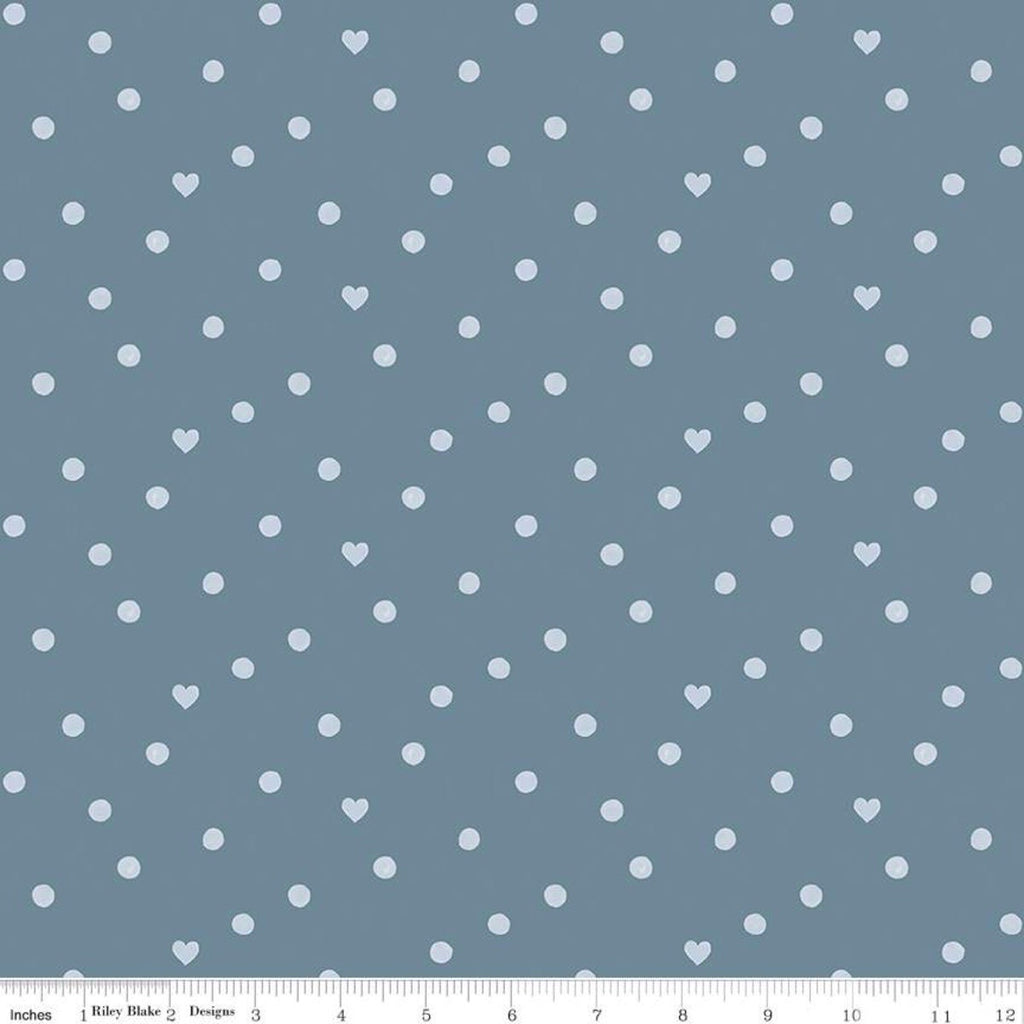 SALE Heartsong Hearts C11306 Blue - Riley Blake Designs - Heart Dots - Quilting Cotton Fabric